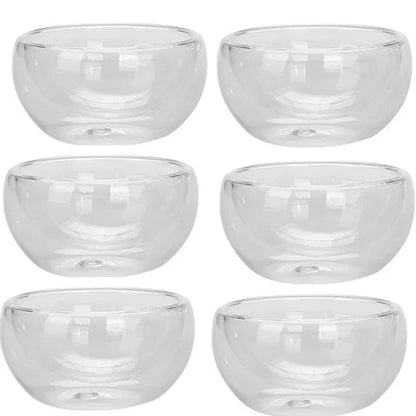 Color: light green, Capacity: 301-400ml - 2/6Pcs Double Layer Glass Tea Cup Set Transparent Drinkware Coffee Milk Water Mug Multi-Purpose Brewings Tea Cup Kitchen Tools
