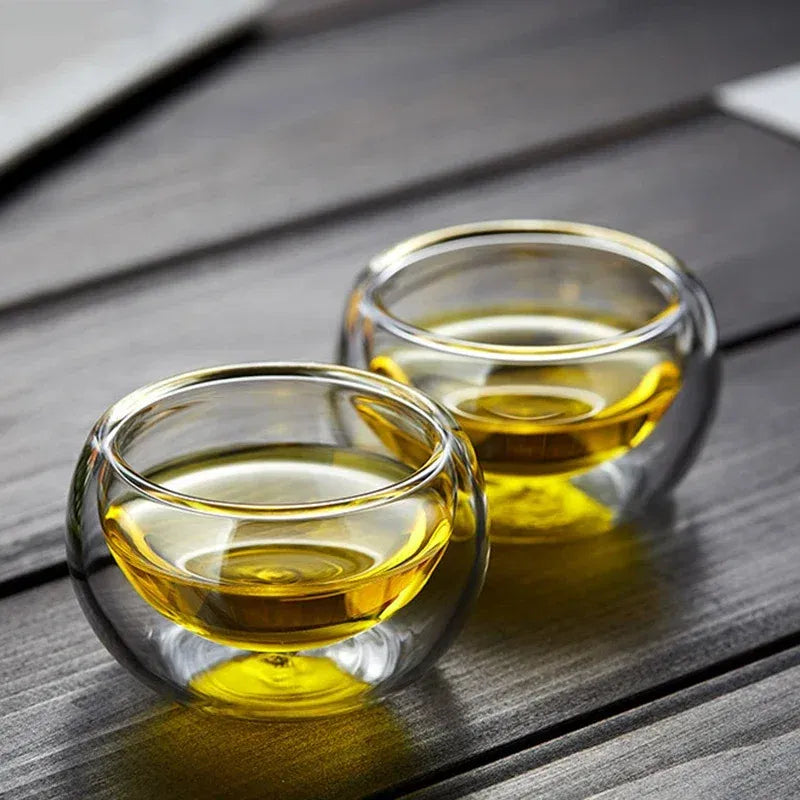 Color: light green, Capacity: 301-400ml - 2/6Pcs Double Layer Glass Tea Cup Set Transparent Drinkware Coffee Milk Water Mug Multi-Purpose Brewings Tea Cup Kitchen Tools
