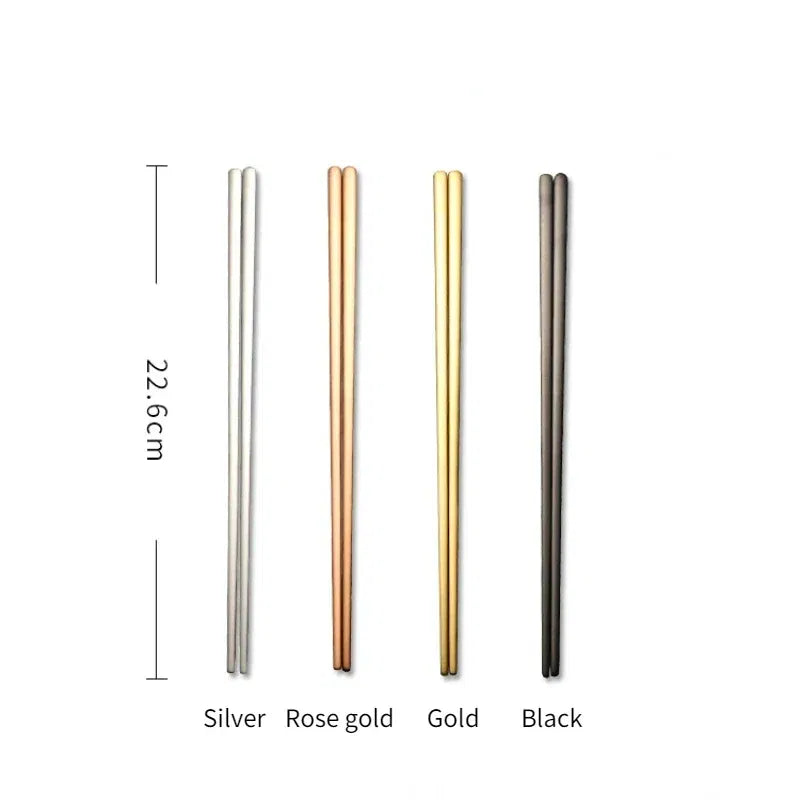 Color: black - 304 Stainless Steel Metal Chopsticks Tableware 1 Pair Non-Slip Chinese Chopstick Sushi Sticks Flatware Kitchen Accessories