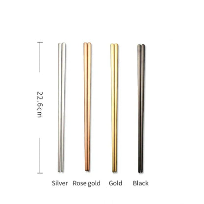 Color: black - 304 Stainless Steel Metal Chopsticks Tableware 1 Pair Non-Slip Chinese Chopstick Sushi Sticks Flatware Kitchen Accessories