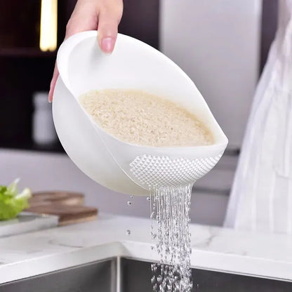 Color: Black - Rice Sieve Plastic Colander Kitchen Drain Basket with Handles Rice Bowl Strainer Strainer Basket Sink Drain Kitchen Tools