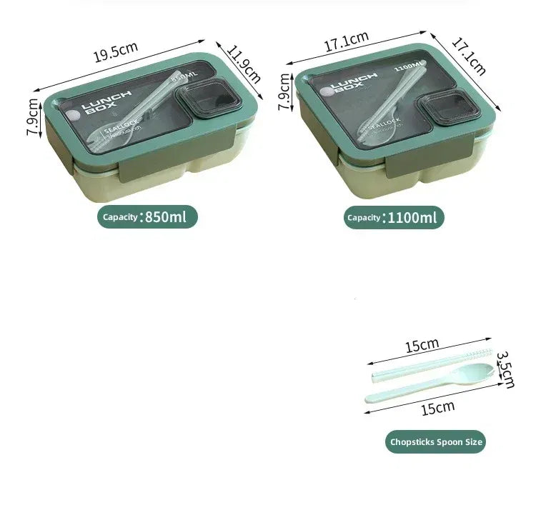 Color: Silver - Portable Lunch Box Lunch Bags for Children School Office Bento Box with Tableware Thermal Bag Complete Kit Microwavable Heating