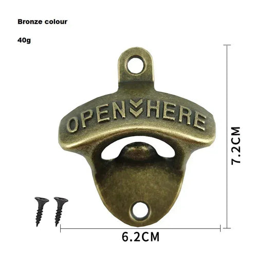 Color: Gold, Ships From: CHINA - Kitchen Gadgets Bottle Opener Wall Mounted Vintage Retro Alloy Hanging Open Beer Tools Four Colors Available Bar Accessories