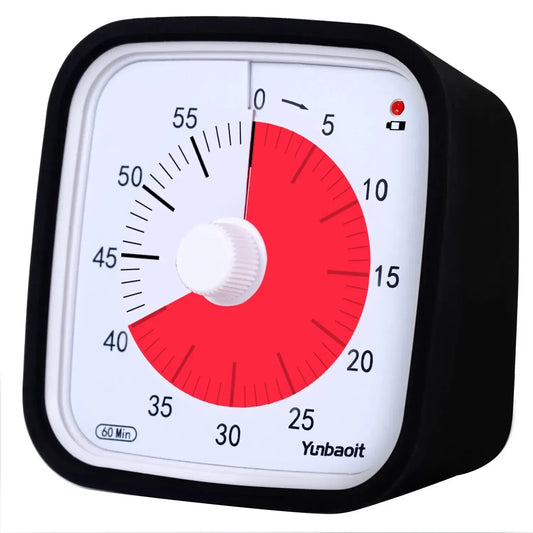 Color: black - Yunbaoit VT01 Upgraded 60 Minute Visual Timer with Protective Case Silent Countdown Timer for Kids