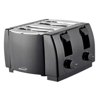 Brentwood Cool Touch 4 Slice Toaster in Black - Powerful 1300W, 7 Settings, Even Toasting