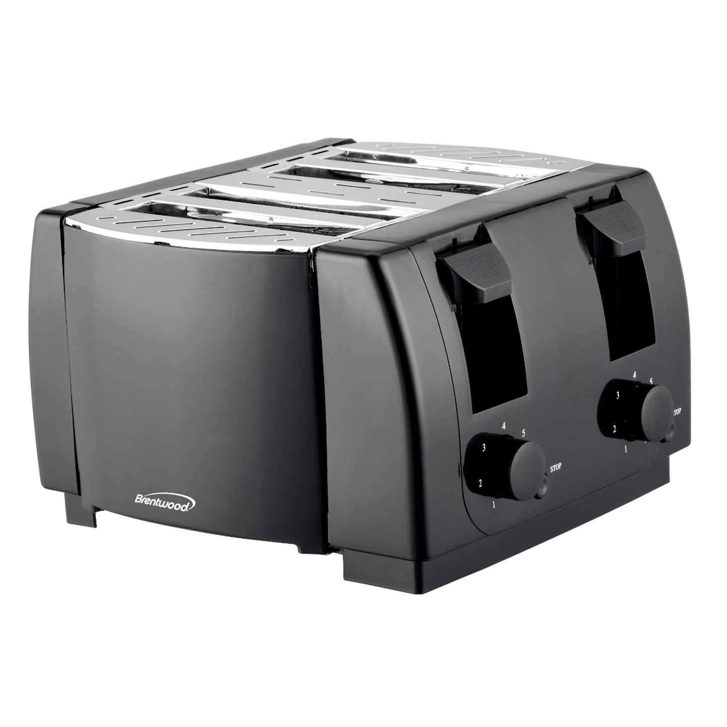 Brentwood Cool Touch 4 Slice Toaster in Black - Powerful 1300W, 7 Settings, Even Toasting