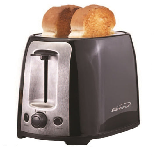 Brentwood 2 Slice Cool Touch Toaster - Extra Wide Slots, 6 Shade Settings - Black and Stainless Steel