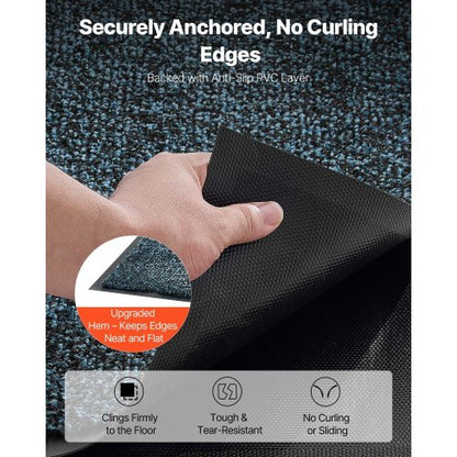 Front Door Mat, 6 x 4 ft Commercial Floor Mat for Indoor and Outdoor, Industrial Entrance Carpet with PVC Backing, Heavy Duty Washable Entry Rug for Hallway, Kitchen, Balcony, Garage, Slate Blue