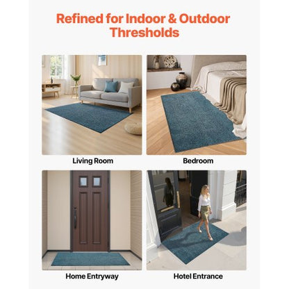 Front Door Mat, 6 x 4 ft Commercial Floor Mat for Indoor and Outdoor, Industrial Entrance Carpet with PVC Backing, Heavy Duty Washable Entry Rug for Hallway, Kitchen, Balcony, Garage, Slate Blue