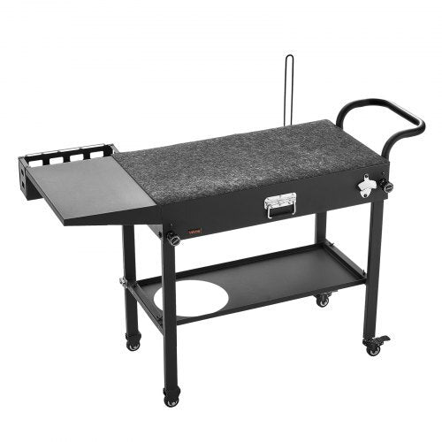 Outdoor Grill Cart, 31.0 x 17.0 inch Tabletop Size Grilling Table, Foldable Outdoor Cooking Table with Tissue Holder, Hooks, Wheels, Side Table, BBQ Prep Tables for Picnic, Kitchen, Courtyard