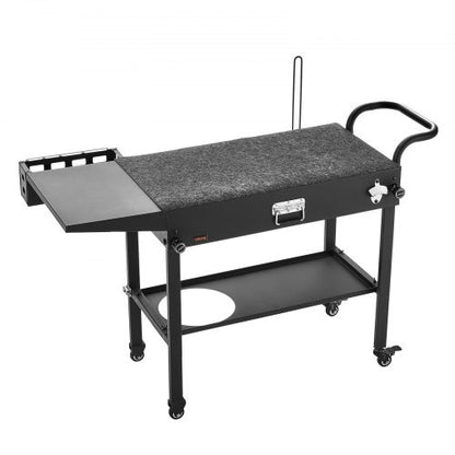 Outdoor Grill Cart, 31.0 x 17.0 inch Tabletop Size Grilling Table, Foldable Outdoor Cooking Table with Tissue Holder, Hooks, Wheels, Side Table, BBQ Prep Tables for Picnic, Kitchen, Courtyard