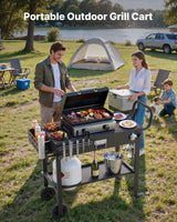 Outdoor Grill Cart, 31.0 x 17.0 inch Tabletop Size Grilling Table, Foldable Outdoor Cooking Table with Tissue Holder, Wheels, Magnetic Tool Rack, BBQ Prep Tables for Picnic, Kitchen, Courtyard