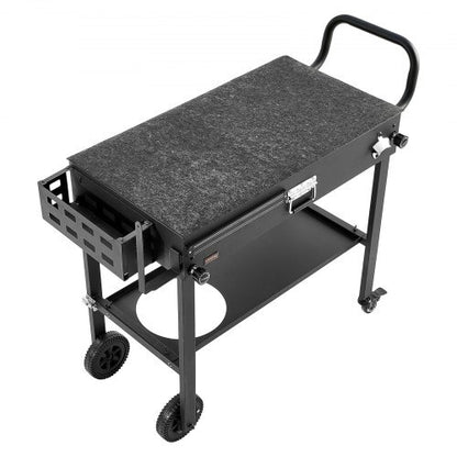 Outdoor Grill Cart, 31.0 x 17.0 inch Tabletop Size Grilling Table, Foldable Outdoor Cooking Table with Tissue Holder, Wheels, Magnetic Tool Rack, BBQ Prep Tables for Picnic, Kitchen, Courtyard