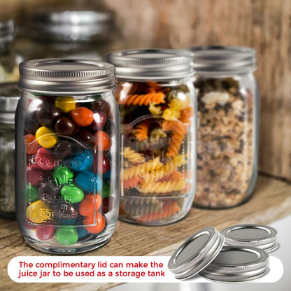Mason Jars Wide Mouth with Lid,Container Clear Glass Bottle,Juice Container,Glass Bottle with Straw,Kitchen Utensils,6 Count Canister Tin,Two Styles Transparent Oval