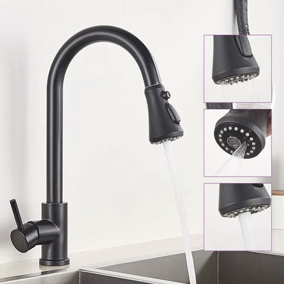 Kitchen Faucet Brushed Gold Pull Out Kitchen Sink Water Tap Single Handle Mixer Tap 360 Rotation Kitchen Shower Faucet