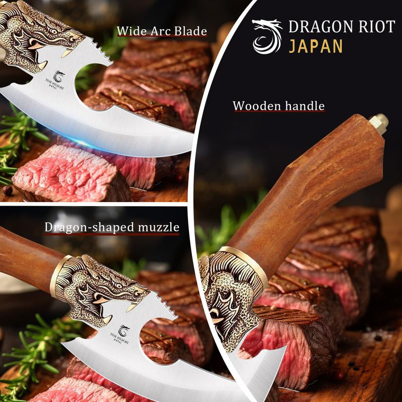 Black Friday DRAGON RIOT Viking Cleaver Knife Hand Forged Butcher Knife with Sheath – Perfect for Meat Cutting, BBQ, Camping, and Gifts for Men