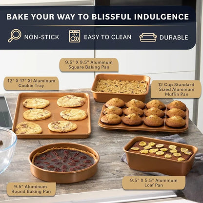 Pots and Pans Set Non Stick - Induction Compatible Kitchen Cookware Sets + Bakeware Sets - Non Stick, PFOA Free, Oven Safe