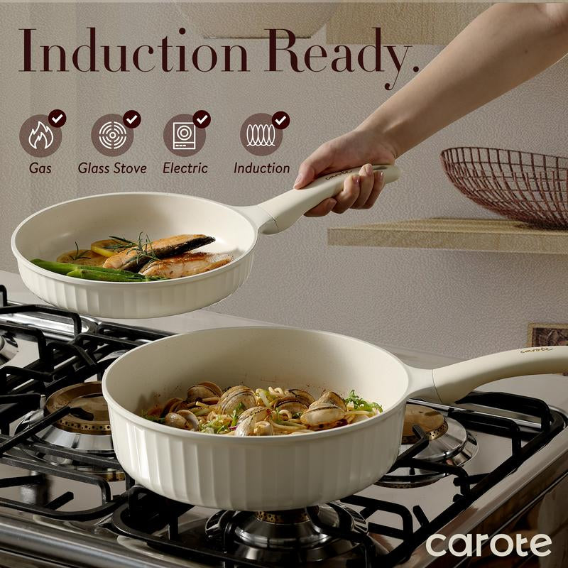 CAROTE 12-Piece Nonstick Cookware Set - Healthy, PFOS & PFOA Free for All Your Culinary Needs
