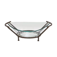 Clear Kitchen Decorative Serving Bowl with Brown Metal Base