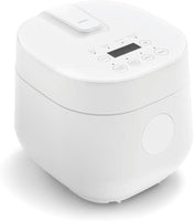 4-Cup Digital Rice Cooker with Removable Ceramic Pot - PFAS & PFOA-Free, Dishwasher Safe, Healthy Cooking for Oats and Grains, Auto Presets, Touch Screen, Delay Function, Keep Warm Feature, Includes Paddle, White