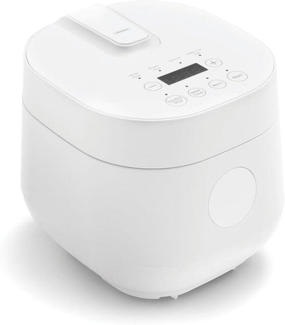 4-Cup Digital Rice Cooker with Removable Ceramic Pot - PFAS & PFOA-Free, Dishwasher Safe, Healthy Cooking for Oats and Grains, Auto Presets, Touch Screen, Delay Function, Keep Warm Feature, Includes Paddle, White
