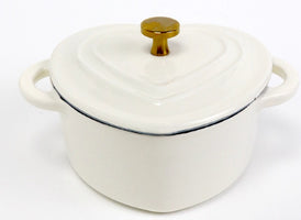 Color: Milk White, Size: 11cm - Iron Pot Heart-shaped Special-shaped Pot Soup Pot Black Enamel White Enamel Stewing Enamel Pot Soup Stew Pot