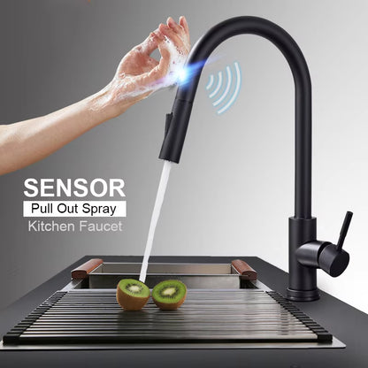Pull Out Sensor Black Kitchen Faucet Sensitive Touch Control Faucet Mixer for Kitchen Touch Sensor Kitchen Mixer Tap 1005