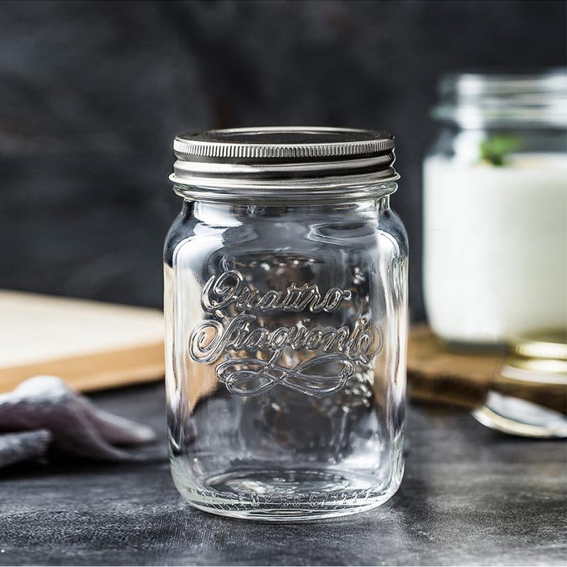 Mason Jars Wide Mouth with Lid,Container Clear Glass Bottle,Juice Container,Glass Bottle with Straw,Kitchen Utensils,6 Count Canister Tin,Two Styles Transparent Oval