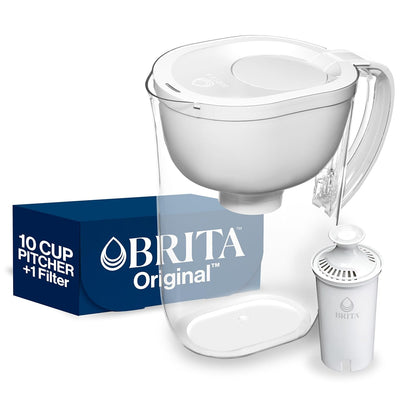Standard Water Filter Pitcher with Smartlight Filter Change Indicator - BPA-Free, 10-Cup Capacity, Reduces Harmful Impurities