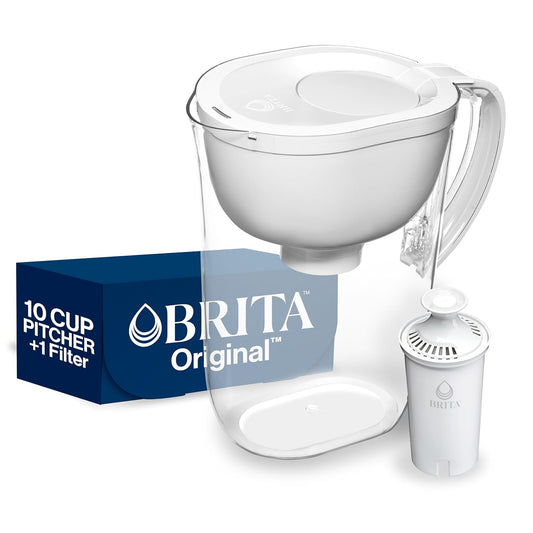 Standard Water Filter Pitcher with Smartlight Filter Change Indicator - BPA-Free, 10-Cup Capacity, Reduces Harmful Impurities
