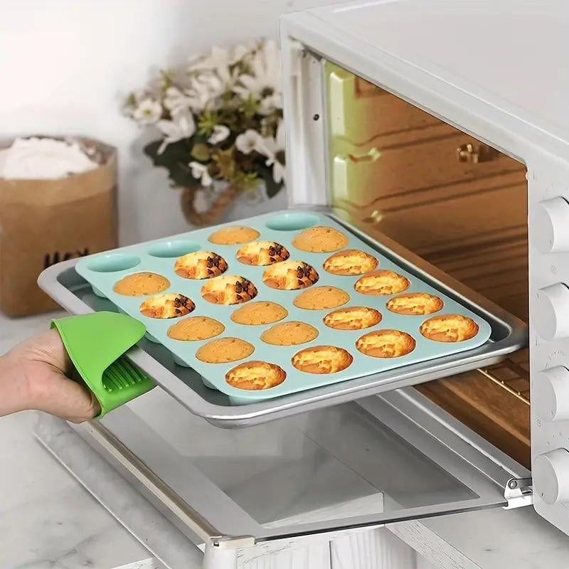 Summer 2024 Silicone Mini Muffin Pan, 2 Counts/Set 24-Cavity Mini Muffin Pan, Non-Stick Baking Cupcake Pan, Oven Accessories, Baking Tools, Kitchen Gadgets, Baking Supplies, Kitchen Accessories