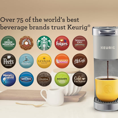 Keurig K-Mini Plus Coffee Maker - Compact & Convenient Single Serve with 6-12oz Brew Sizes, Holds 9 K-Cup Pods, Travel Mug Friendly - Studio Gray