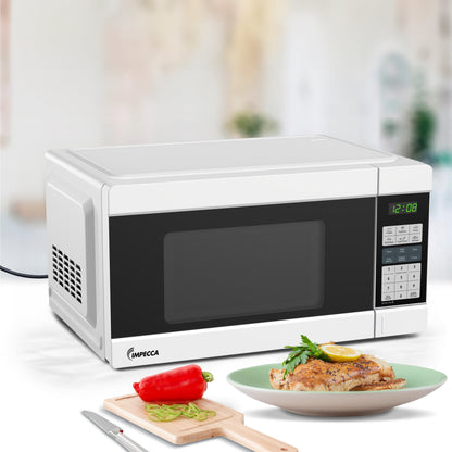 Impecca 1.1 Cubic Feet Microwave, Sleek Countertop Design, White