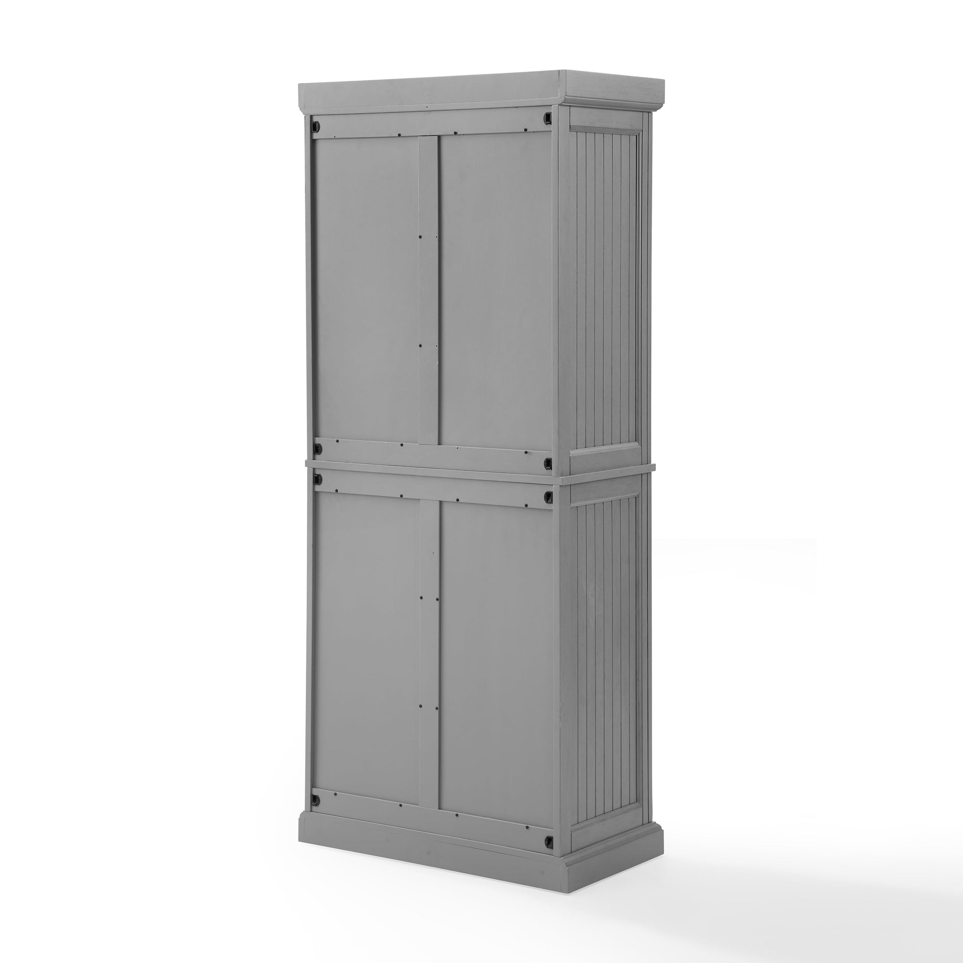 Crosley Furniture Seaside Coastal Pantry with Distressed Gray and Gold Finish