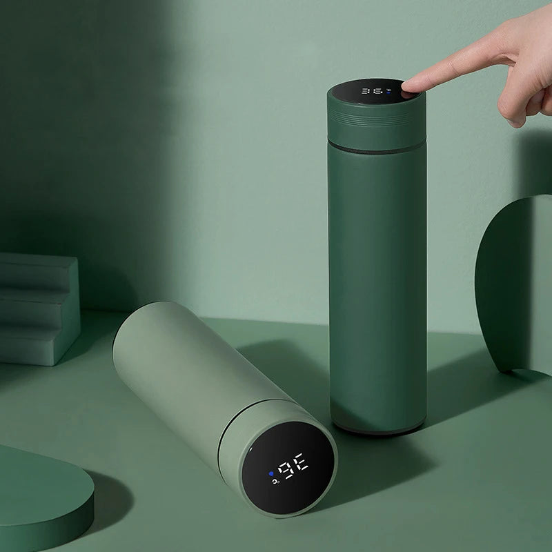 500ml Stainless Steel Smart Water Bottle with Temperature Display - Leakproof Vacuum Flask for Beverages - Perfect Holiday Gift