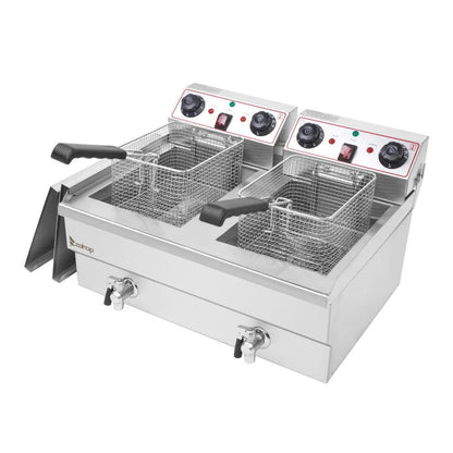 Zimtown 3000W Electric Deep Fryer with Dual Tanks and 23.6L Capacity for Commercial Use