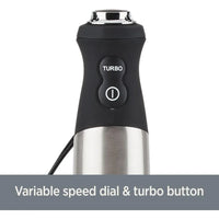 Electrics Stainless Steel Immersion Blender 2 Piece Turbo Function 600 Watts Detachable, Variable Speed Control, Hand Blander