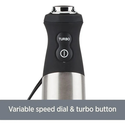 Electrics Stainless Steel Immersion Blender 2 Piece Turbo Function 600 Watts Detachable, Variable Speed Control, Hand Blander
