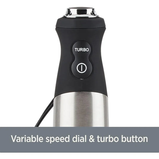 Electrics Stainless Steel Immersion Blender 2 Piece Turbo Function 600 Watts Detachable, Variable Speed Control, Hand Blander
