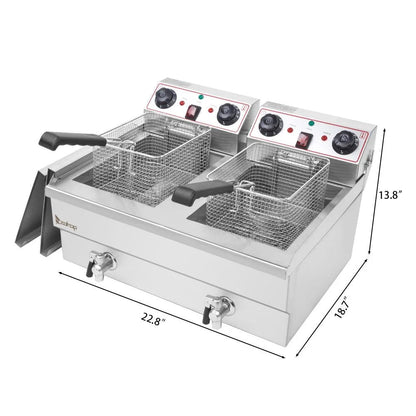 Zimtown 3000W Electric Deep Fryer with Dual Tanks and 23.6L Capacity for Commercial Use