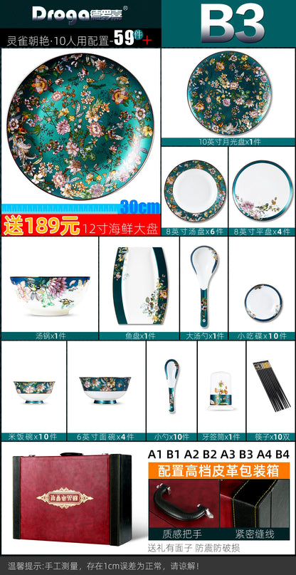 Fine China Home Dinnerware Sets Christmas Gift Women Luxury Kitchen Dinnerware Plates Guests Vajilla De Platos Dishes Set