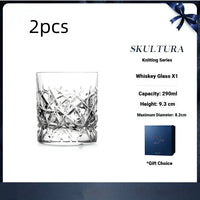 Color: Braided 290ml Single Cup, quantity: 2PCS - Creative And Unique Carved Pattern Whiskey Glass Gift Set