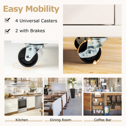 Mobile Kitchen Island Cart with Integrated Power Outlet for Dining Spaces