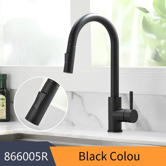 G1/2 Kitchen Faucet Black Surface Water Faucet Kitchen Sink Faucet Pull-Out Kitchen Faucet Single Hole Tap