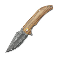 Specification Model: DM019 Zebra Wood, Full Length: 199mm-Zebra Wood, Color:  - Mashige Steel Outdoor A Folding Knife Zebra Wood