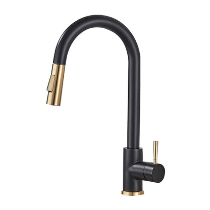 Kitchen Faucet Brushed Gold Pull Out Kitchen Sink Water Tap Single Handle Mixer Tap 360 Rotation Kitchen Shower Faucet