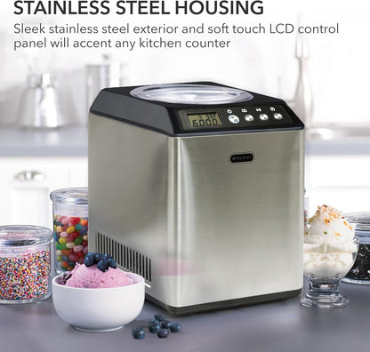 Whynter ICM-201SB Automatic Ice Cream Maker with Built-In Compressor, 2.1 Qt Capacity, LCD Digital Display, and Timer, Stainless Steel