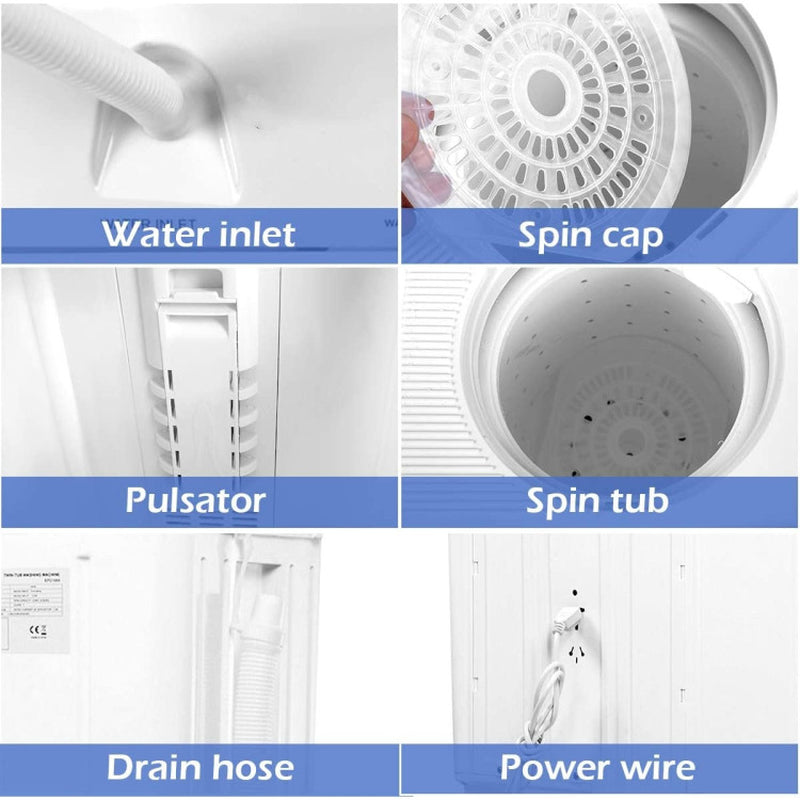 20 lbs Compact Twin Tub Washing Machine for Residential Use
