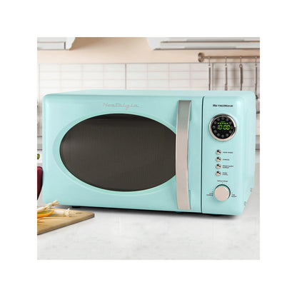 Nostalgia 0.7 Cu. Ft. 700-Watt Countertop Microwave Oven in Aqua, Model RMO7AQ
