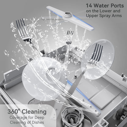 Hermitlux Portable Countertop Dishwasher, 5 Washing Programs, 5L Built-In Water Tank and Air-Dry Function, HMX-DW03